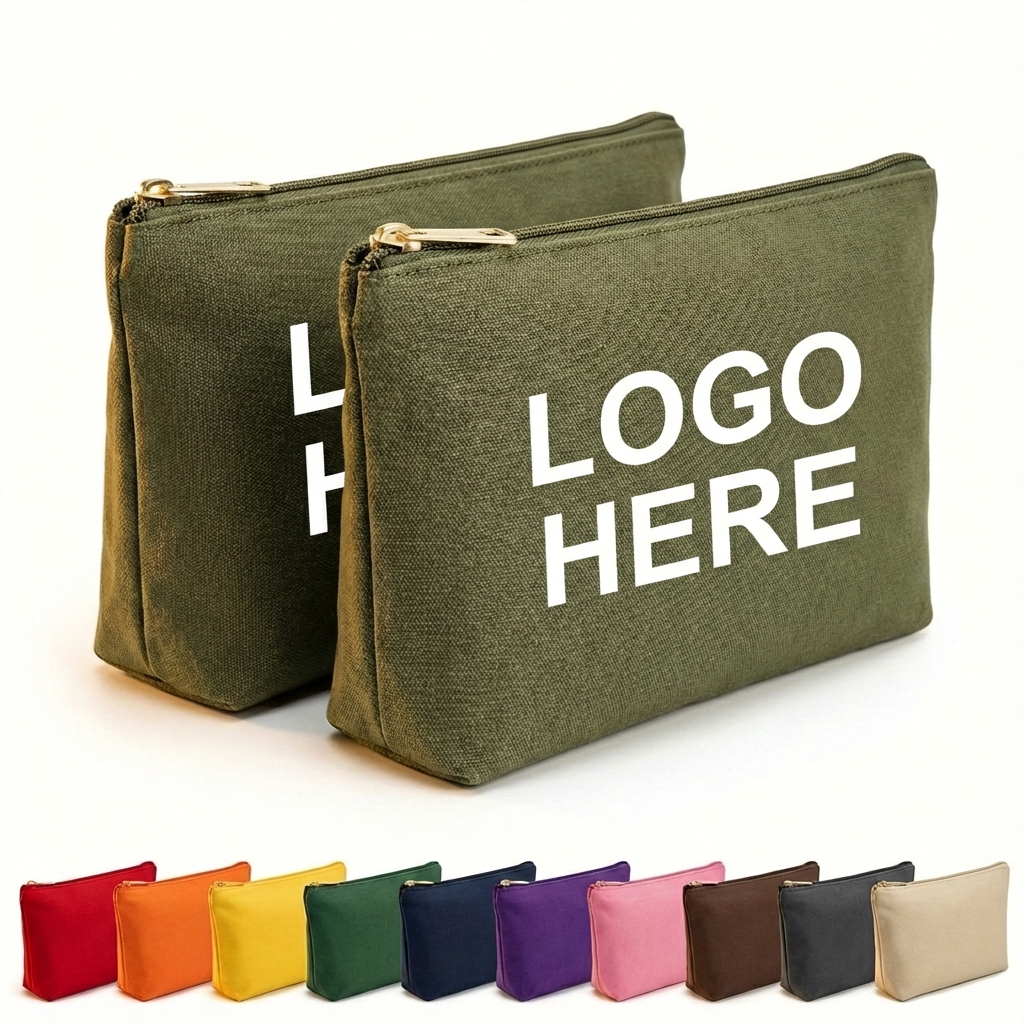 Structured Canvas Pouch with Secure Zip